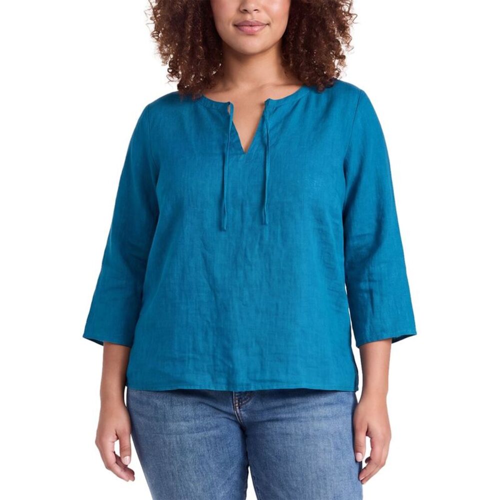 Eileen Fisher Womens  Round Neck Linen Top